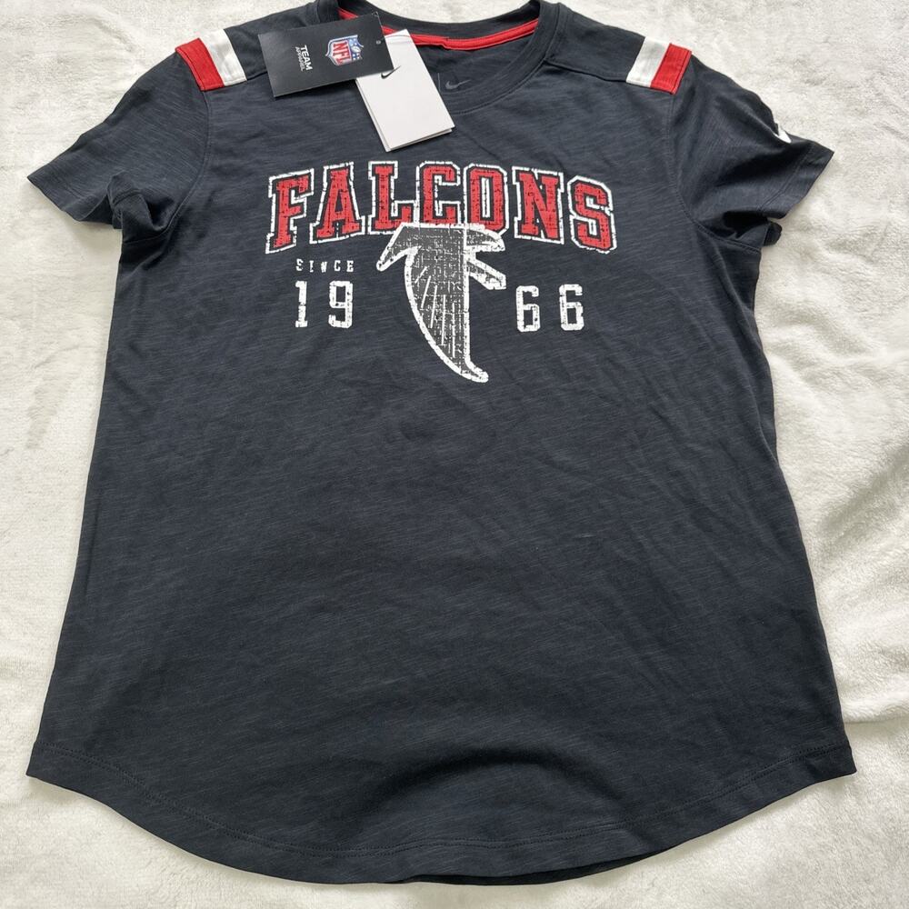 Nike Atlanta Falcons T Shirt Women's Small Black Graphic 1966‎ Logo NFL Football